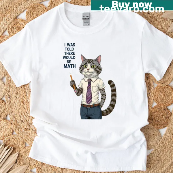 Illustrated t-shirt featuring a cat with math formulas around it.