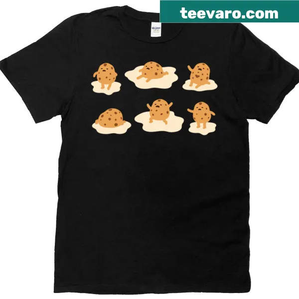 Cartoon melting cookies in a mood chart illustration on a t-shirt