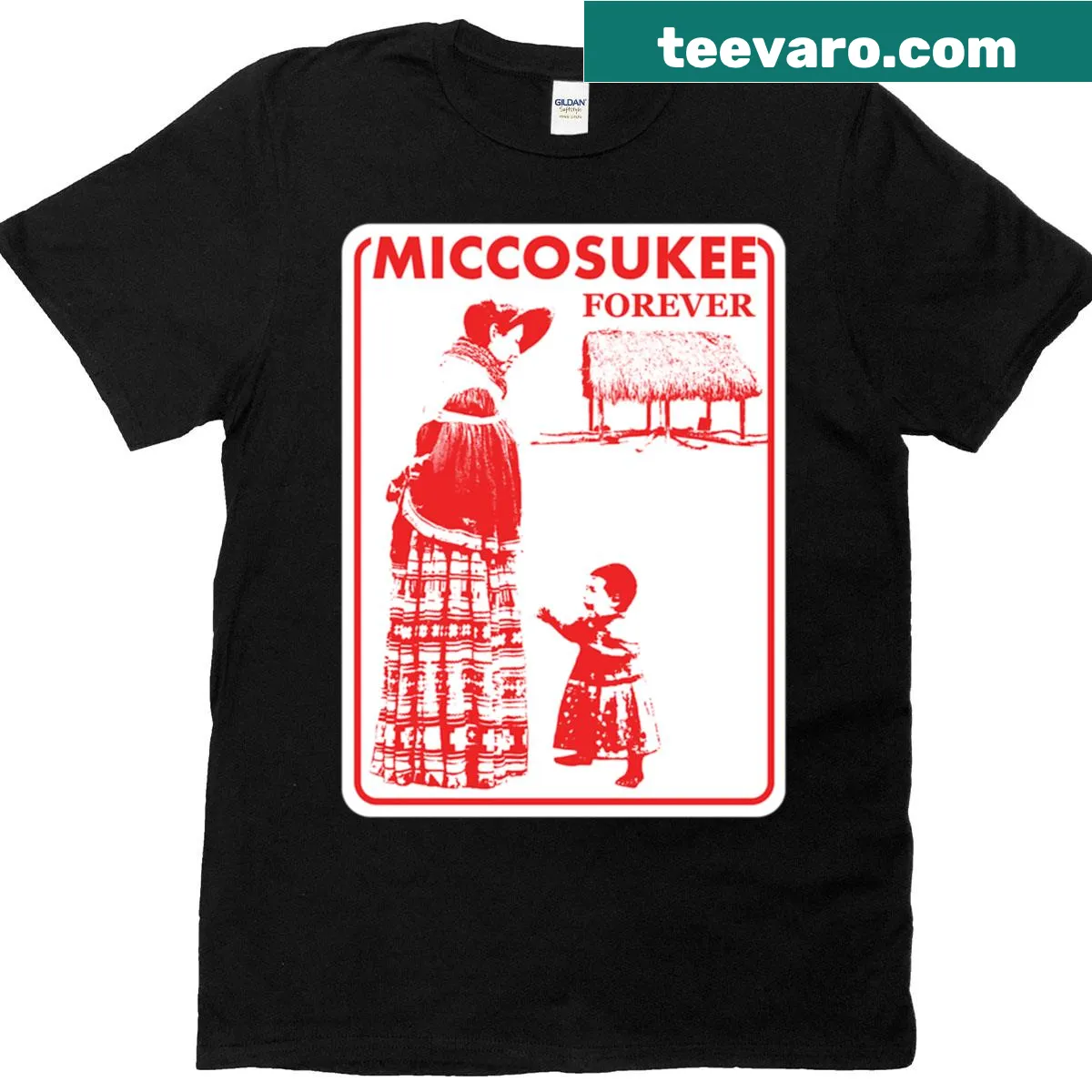 T-shirt featuring cultural symbols honoring the Miccosukee Tribe — on a men's t-shirt