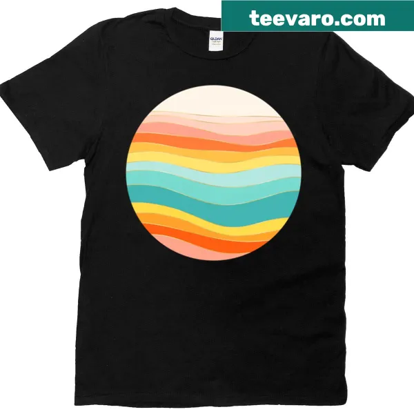 Abstract beach waves graphic t-shirt with a minimalist design