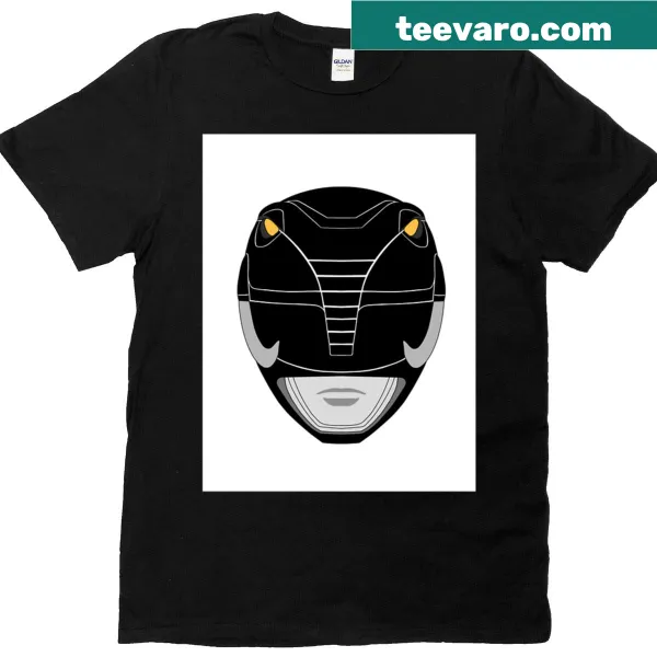 Vintage-style T-shirt featuring the black helmet from MMPR