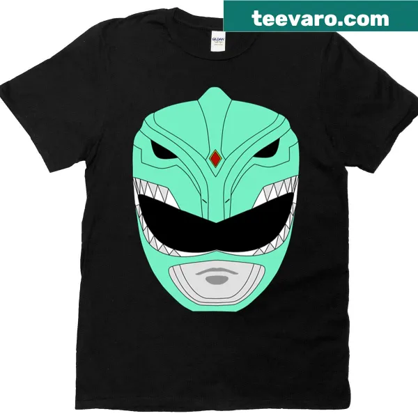 Vintage-style T-shirt featuring the green helmet from MMPR