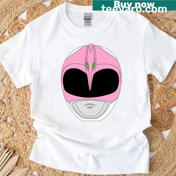 Pink Ranger helmet graphic T-shirt for Power Rangers fans