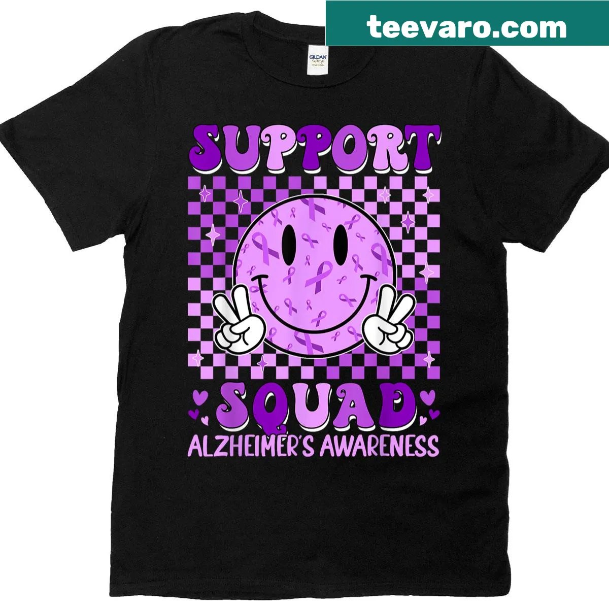 Support Squad Alzheimer's Awareness t-shirt in bold typography — on a men's t-shirt