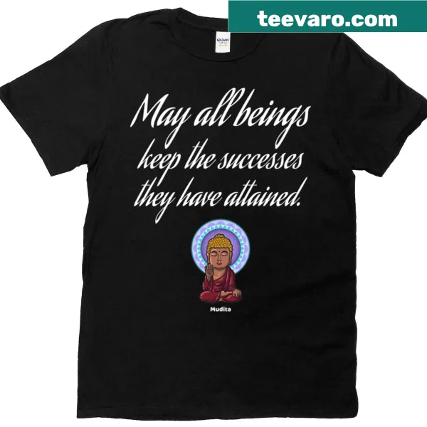 Mudita shirt with elegant typography on dark background