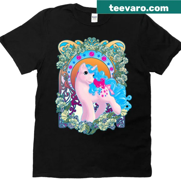 Art Nouveau My Little Pony T-shirt with button designs featuring characters