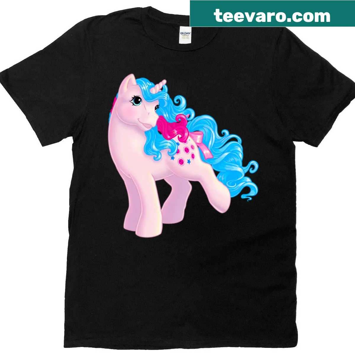 T-shirt featuring My Little Pony buttons illustration — on a men's t-shirt