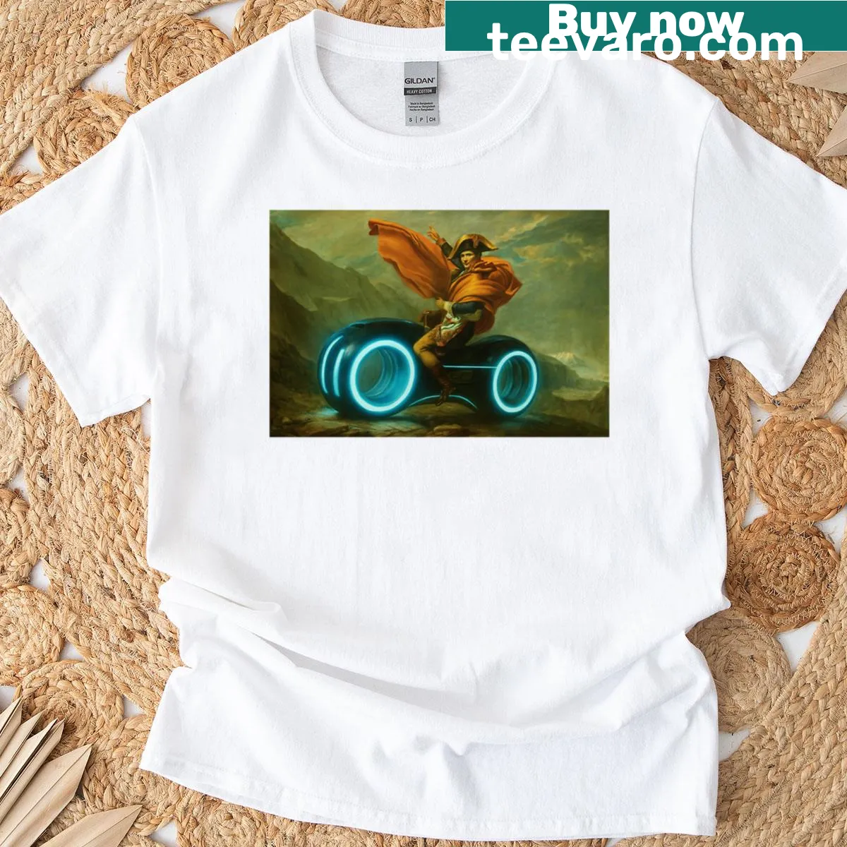 Napoleon crossing into a digital world design — on a men's t-shirt