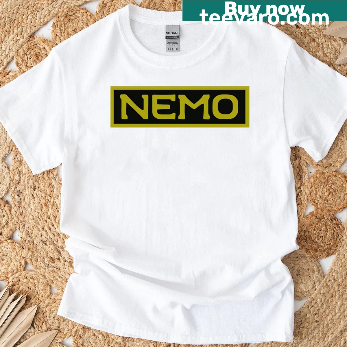 Camping scene with box tent illustration — on a men's t-shirt