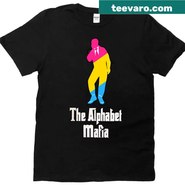 Pansexual pride flag and mafia character graphic t-shirt