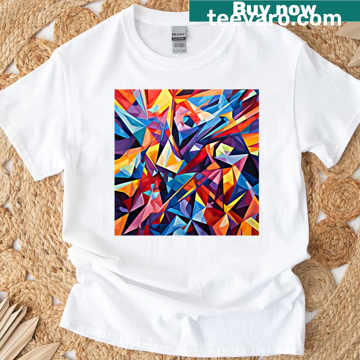 Abstract geometric art design on a T-shirt — on a men's t-shirt