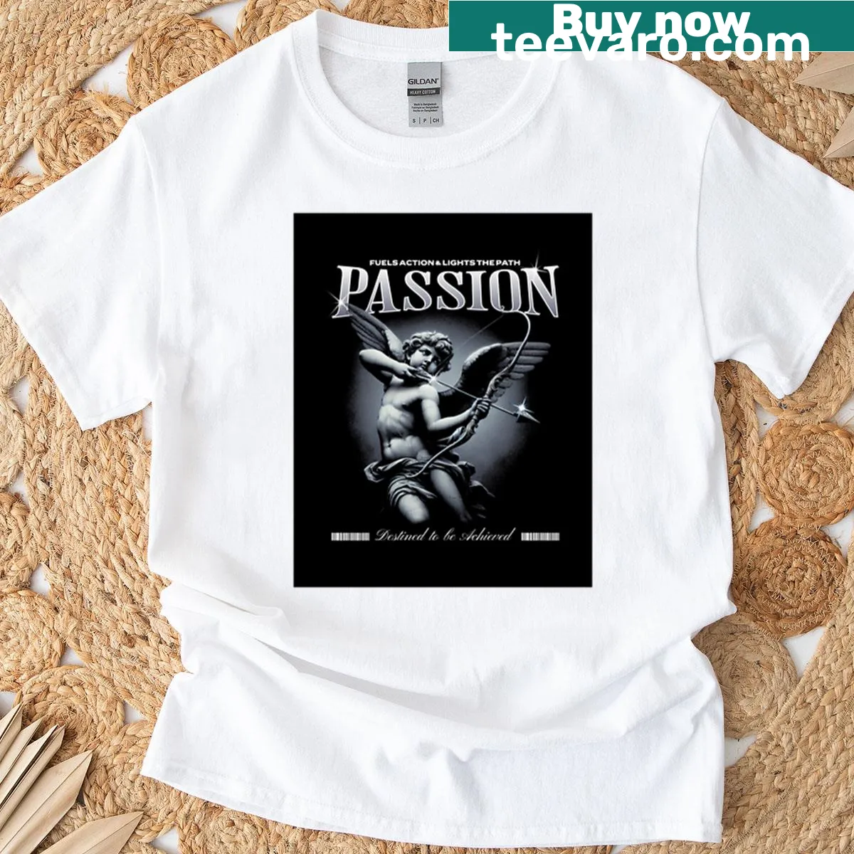 Artistic design highlighting passion on a T-shirt — on a men's t-shirt