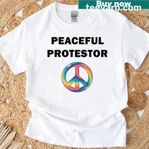 Playful Peaceful Protestor T-shirt with peace sign graphic