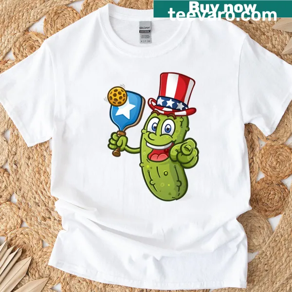 Playful pickle universe illustration on a trendy t-shirt