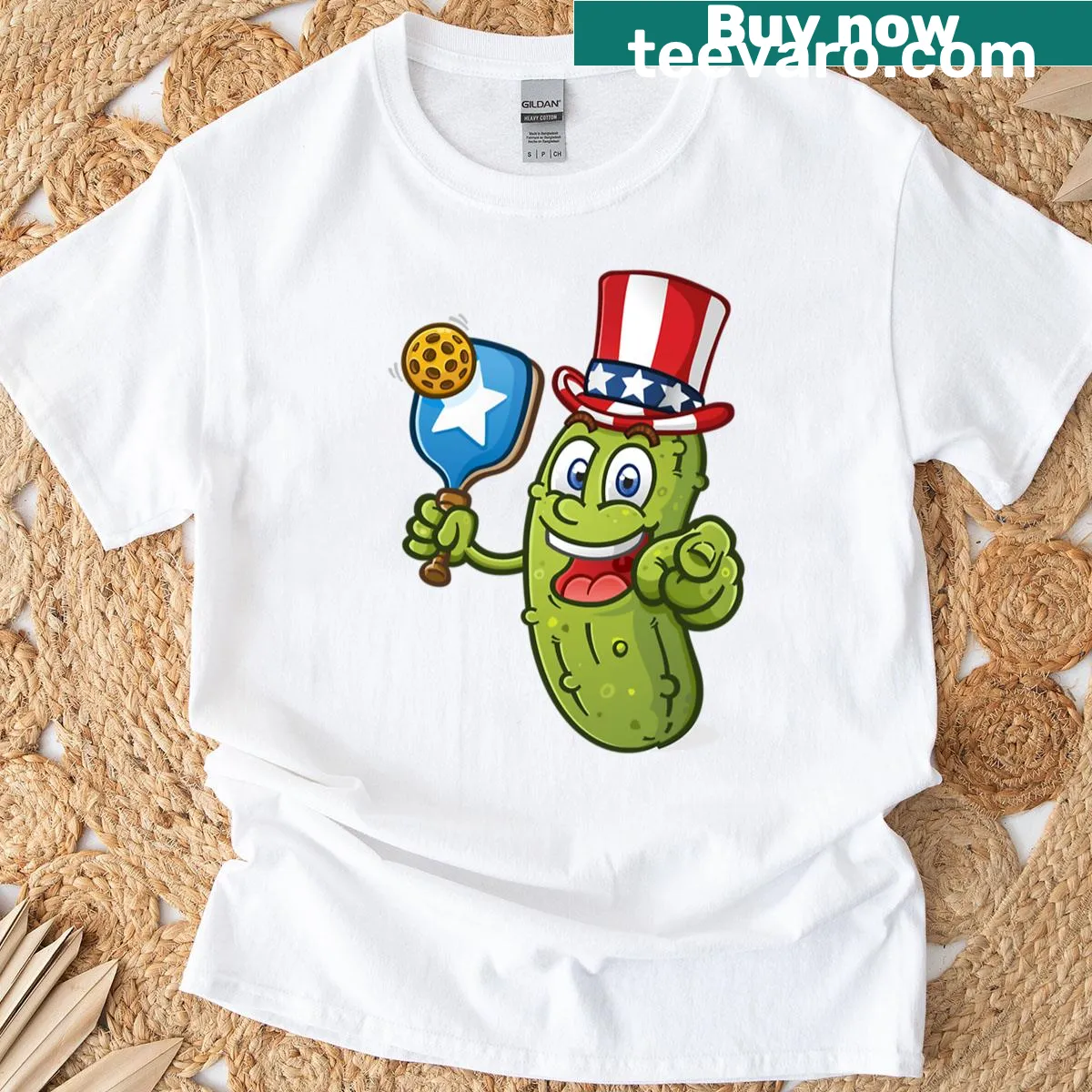 Playful pickle universe illustration on a trendy t-shirt — on a men's t-shirt