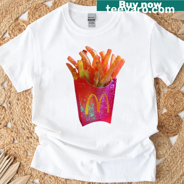Cute pink glitter fries graphic T-shirt