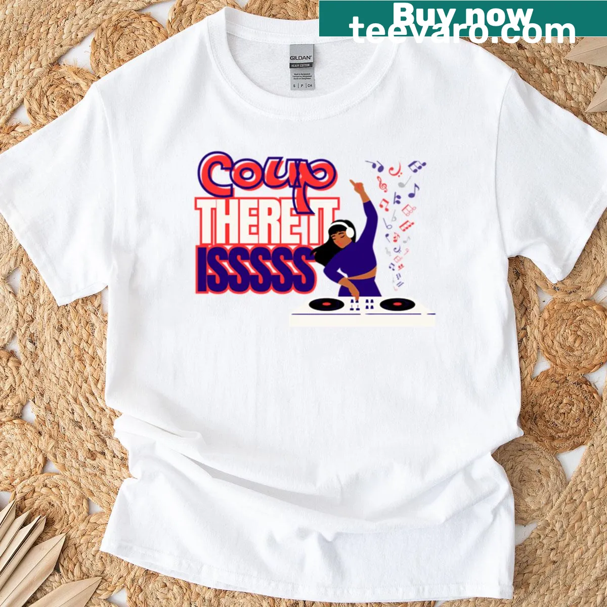 Provocative anti-Trump t-shirt with bold text about a coup — on a men's t-shirt