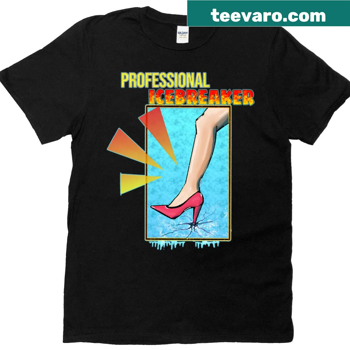 Witty t-shirt with 'Professional Icebreaker' text design — on a men's t-shirt