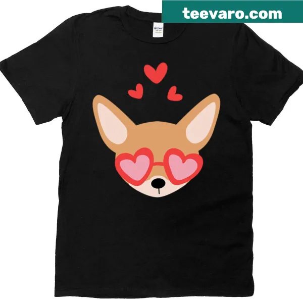 Cartoon puppy wearing oversized glasses on a t-shirt