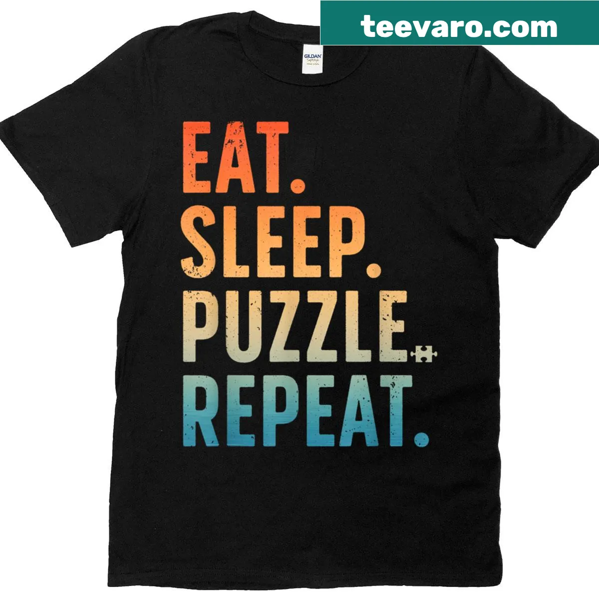 Puzzle Art t-shirt with puzzle piece design — on a men's t-shirt
