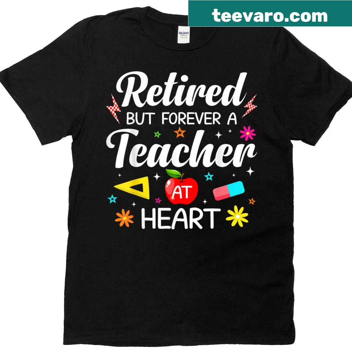 Vintage distressed t-shirt celebrating retired teachers with heartfelt graphics — on a men's t-shirt