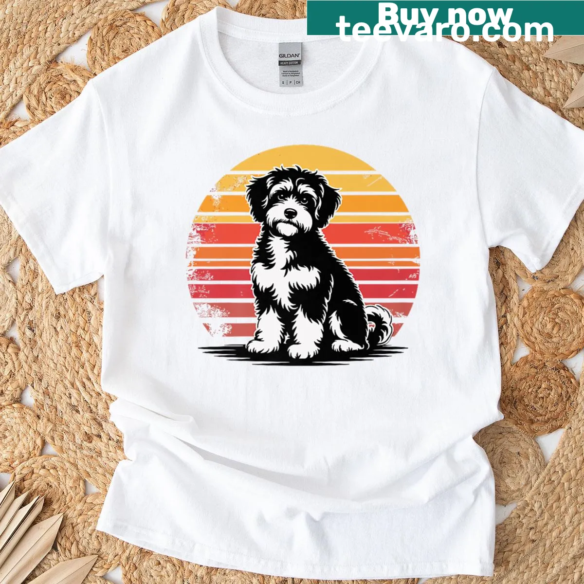 Vintage Eskipoo graphic on a T-shirt for dog owners — on a men's t-shirt