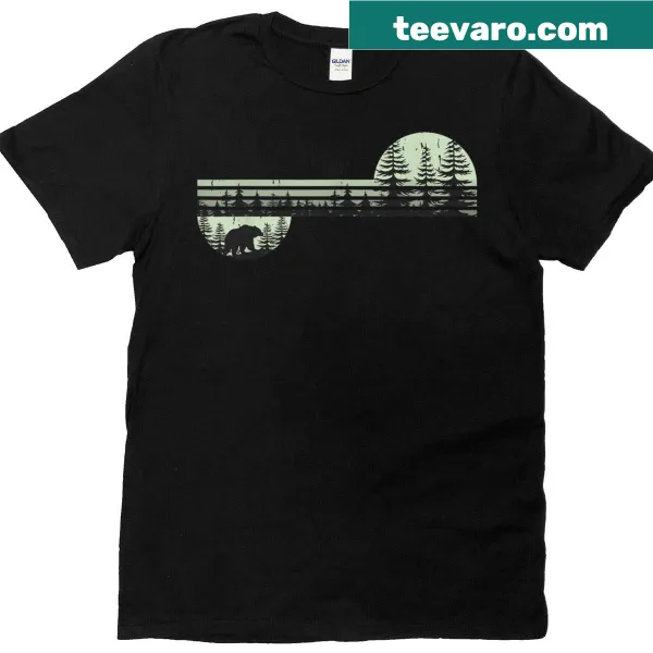 Vintage graphic T-shirt featuring a bear and forest scenery.