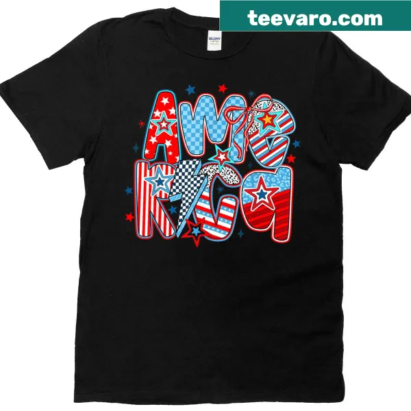 Retro funny design celebrating America on a women's T-shirt