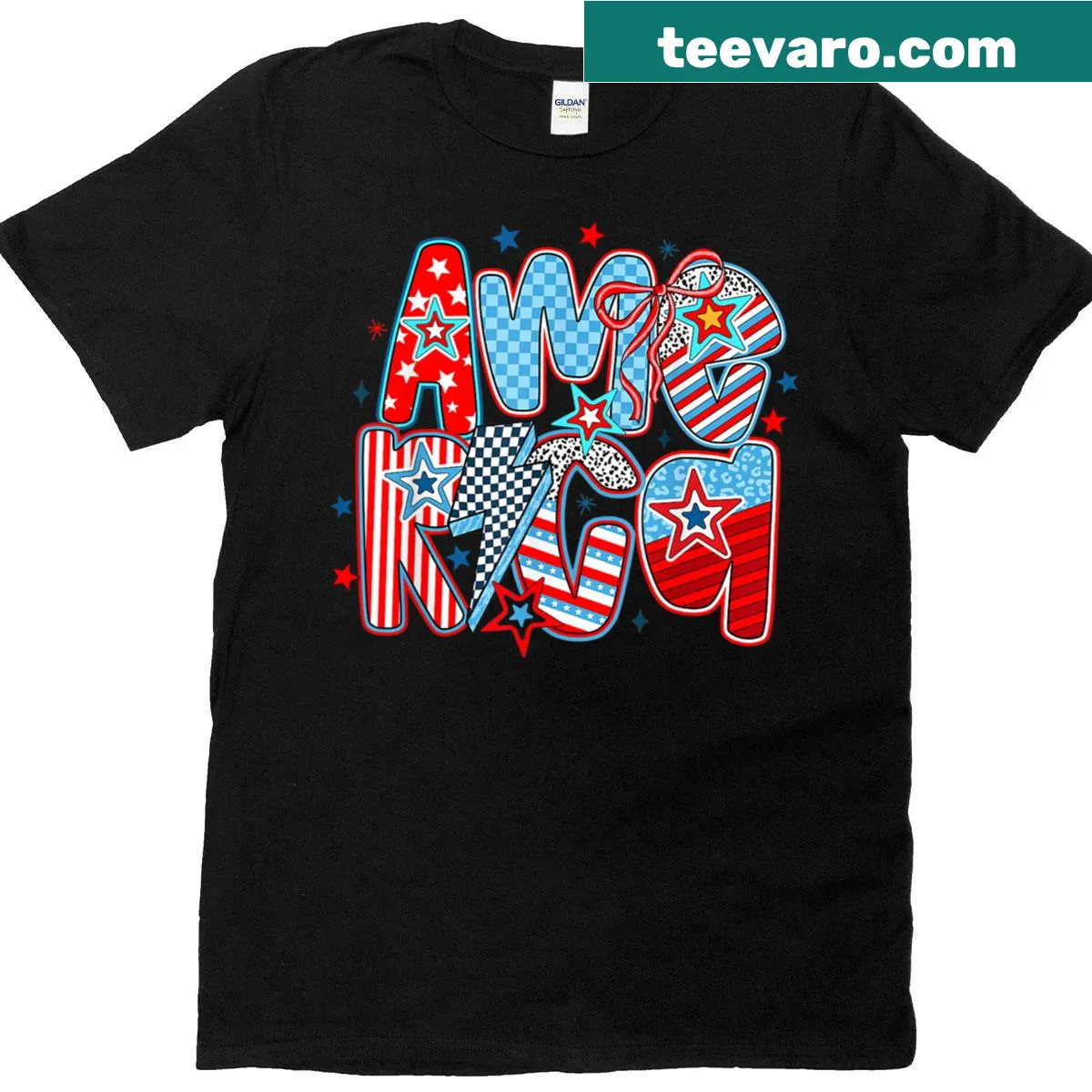 Retro funny design celebrating America on a women's T-shirt — on a men's t-shirt