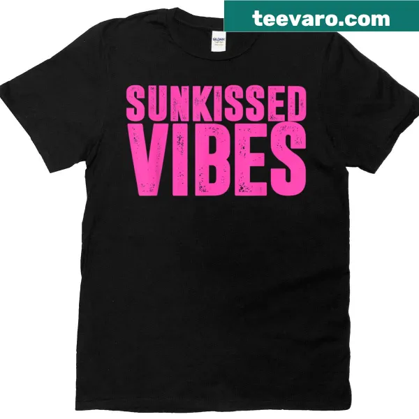 Summer vibes graphic on a vintage t-shirt for women.