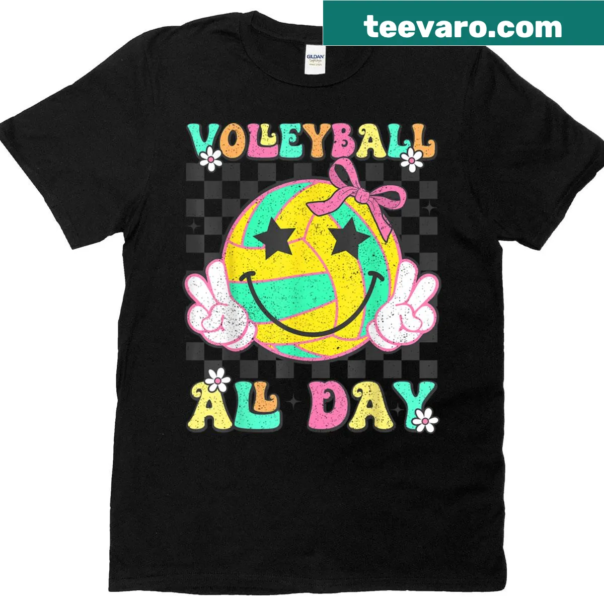 Retro volleyball girl design with a coquette bow on a T-shirt — on a men's t-shirt