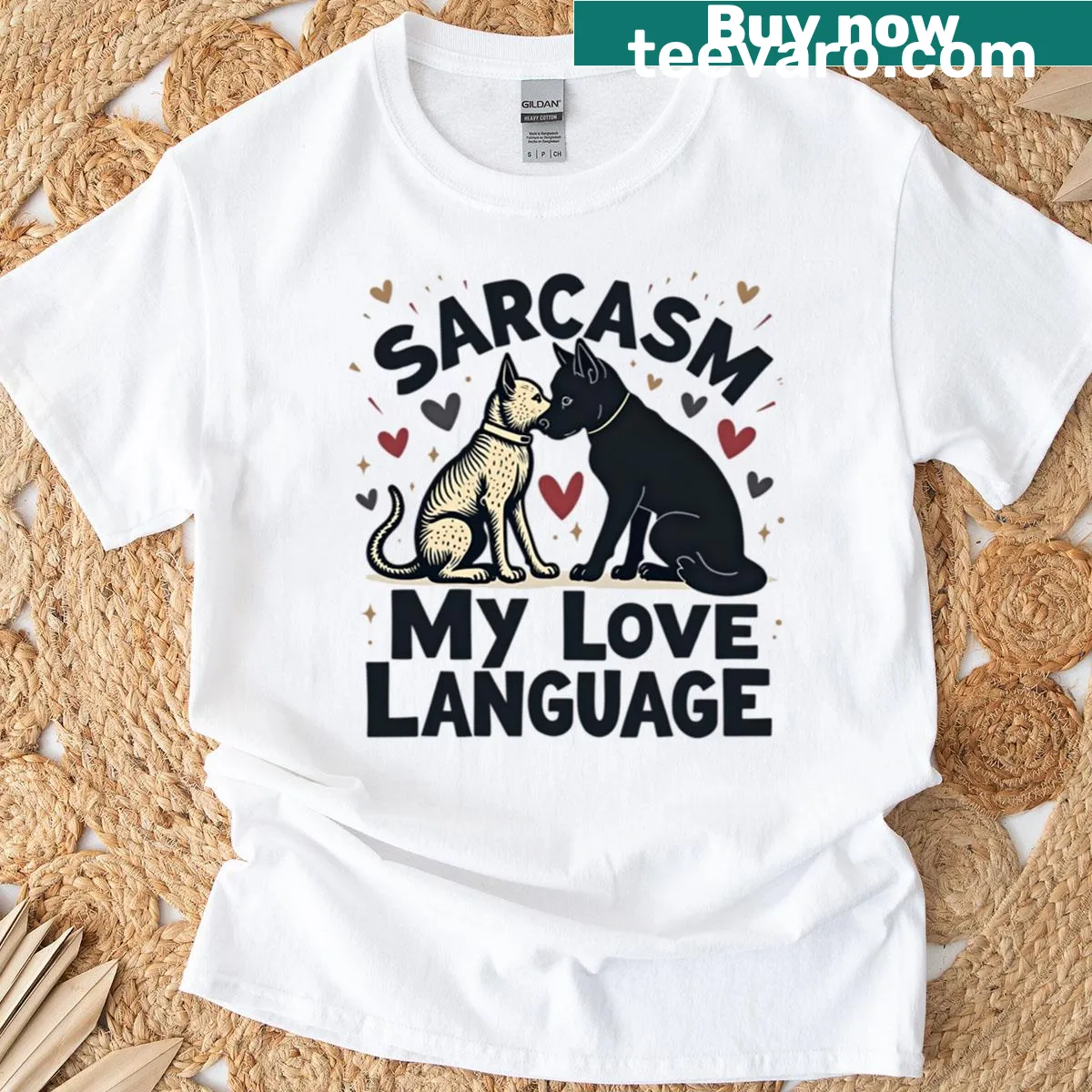 Oversized dad tee with the phrase 'Sarcasm is my Love Language' in playful typography — on a men's t-shirt