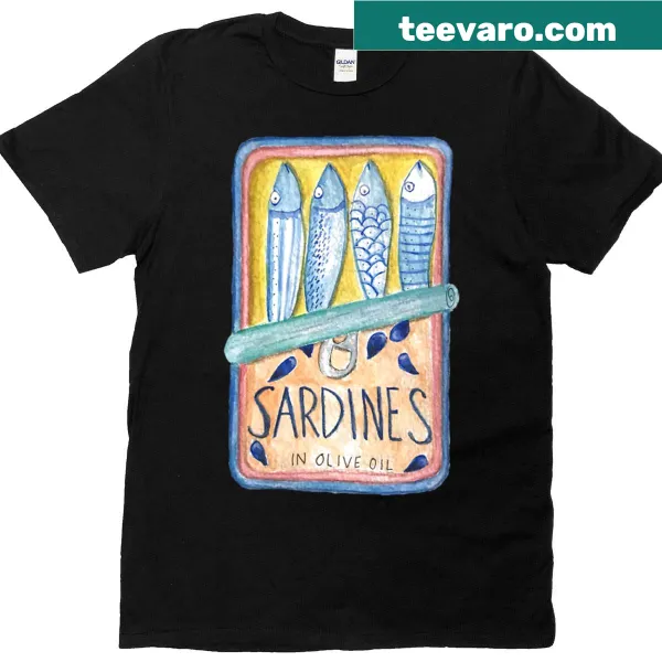 Watercolor sardines in olive oil graphic T-shirt