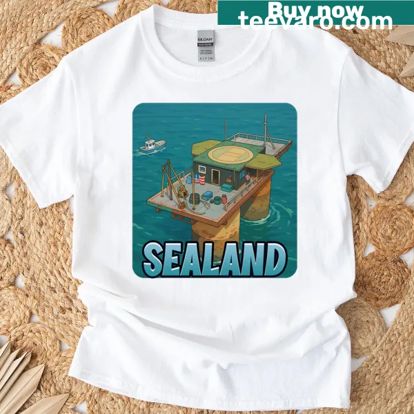 Illustration of the Sealand micronation on a t-shirt