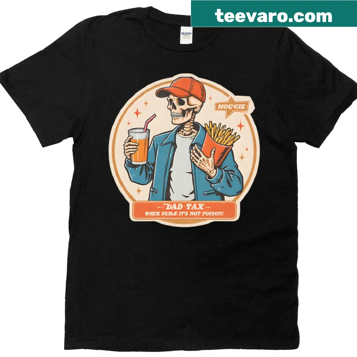 Text reads 'Snack Duty Dad Tax Activated' in a fun design — on a men's t-shirt
