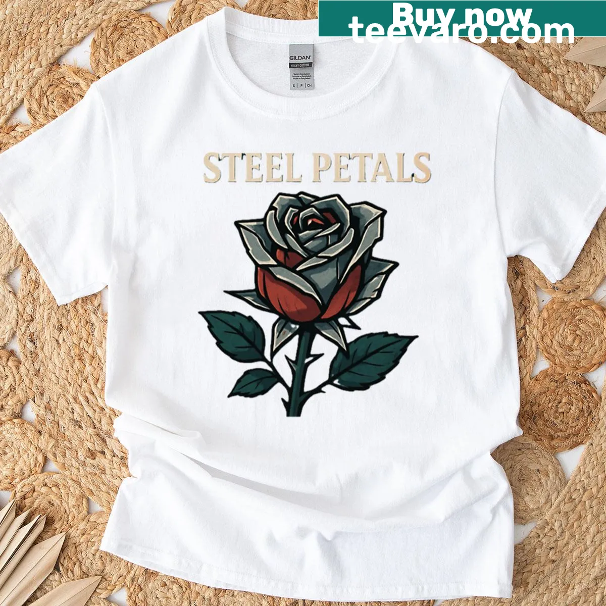 T-shirt with delicate floral illustration design — on a men's t-shirt