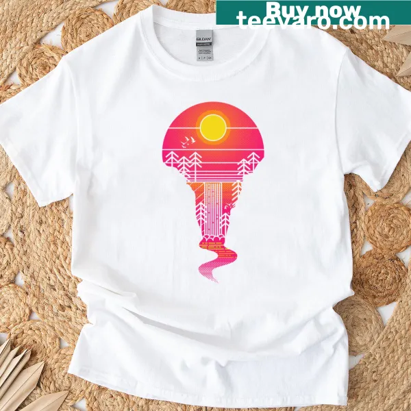 Geometric nature-themed t-shirt design for outdoor lovers