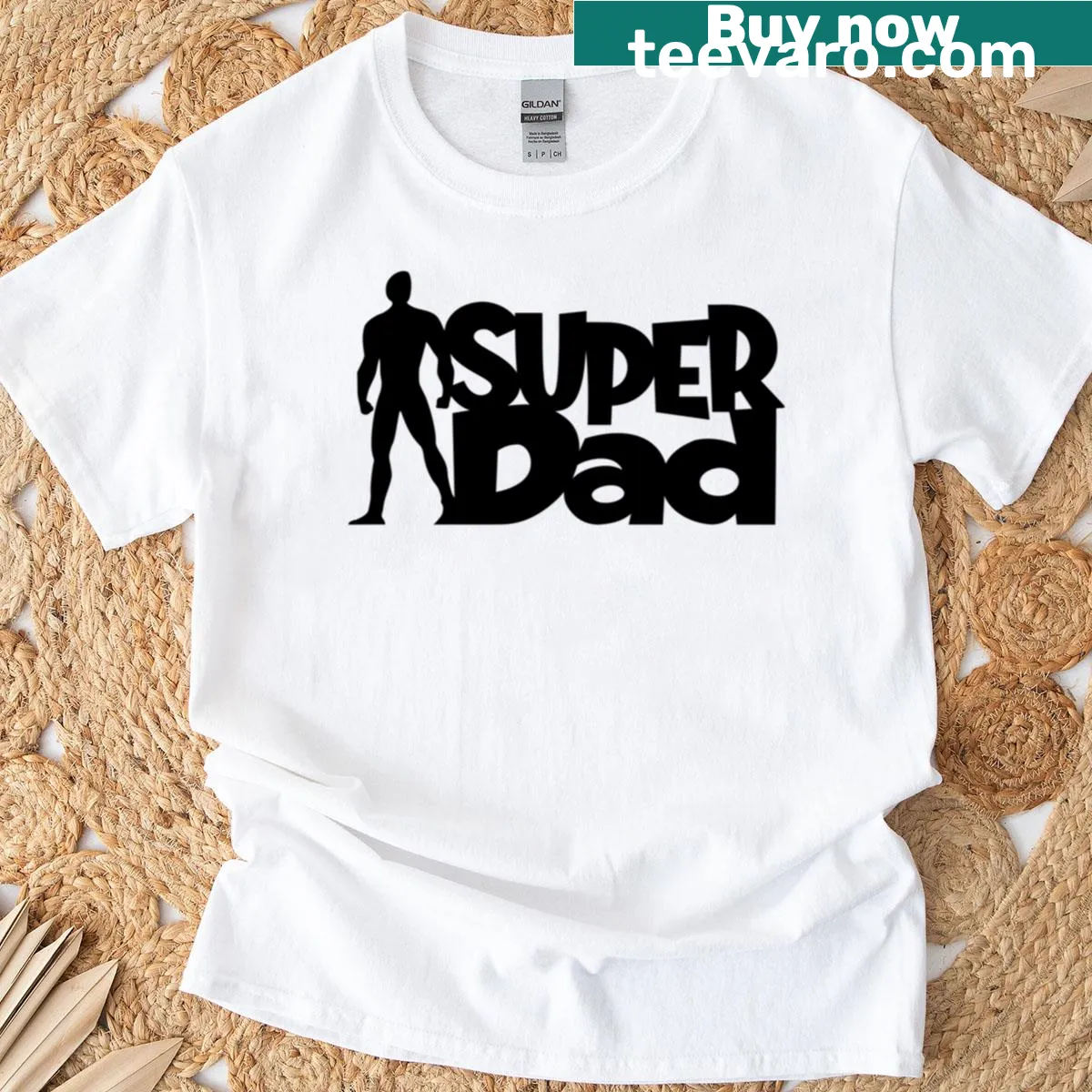 'Super Dad' text design on a casual T-shirt — on a men's t-shirt