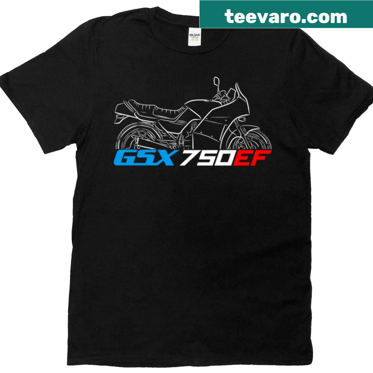 Illustration of Suzuki Gsx 750ef motorcycle on a t-shirt — on a men's t-shirt