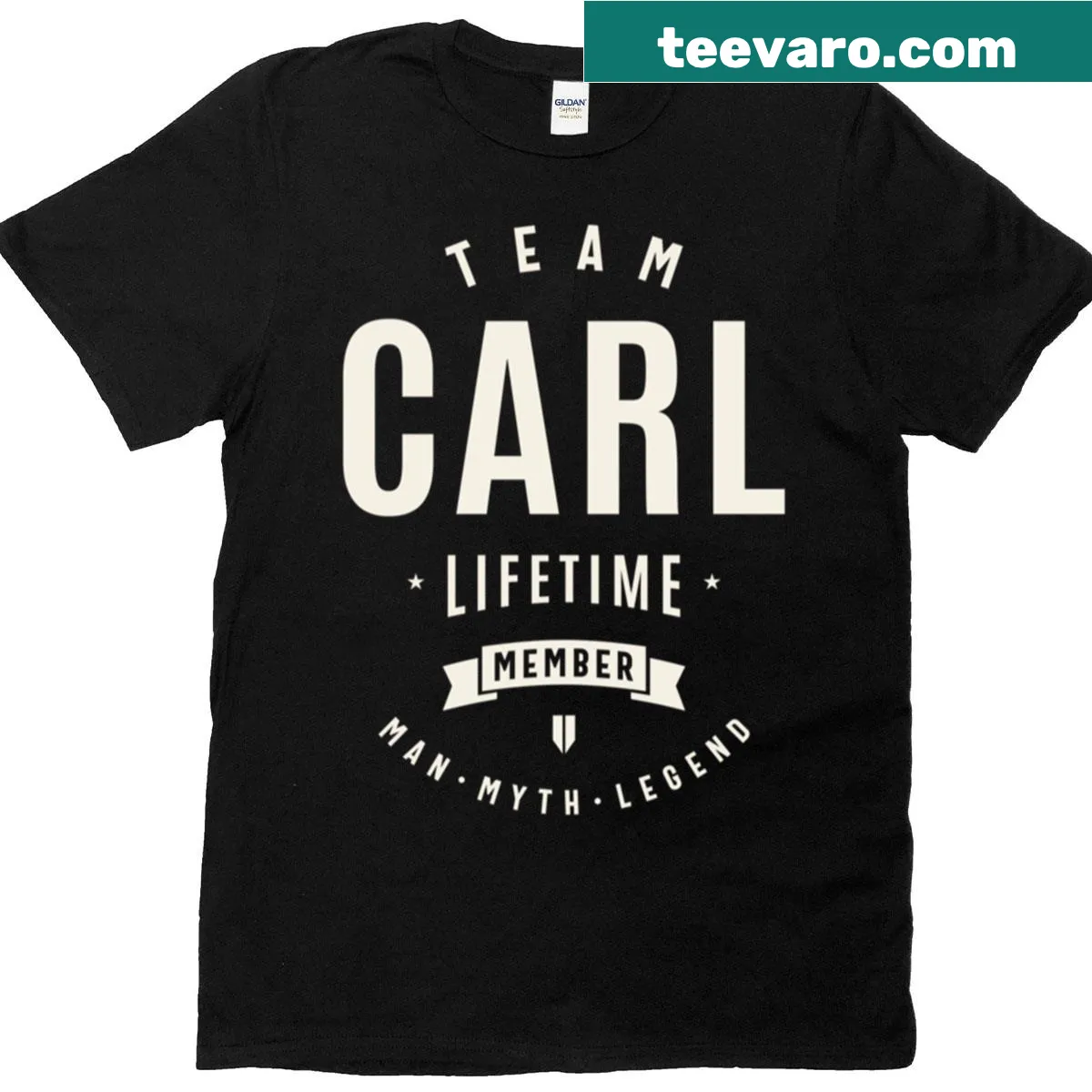 Funny Team Carl T-shirt with 'Lifetime Member' text design — on a men's t-shirt