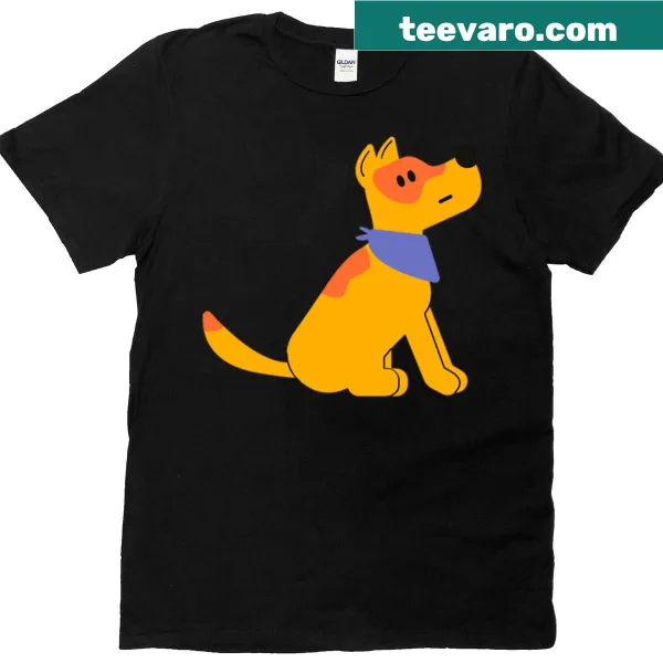 Illustrated T-shirt featuring a dog and a heartwarming phrase about love.