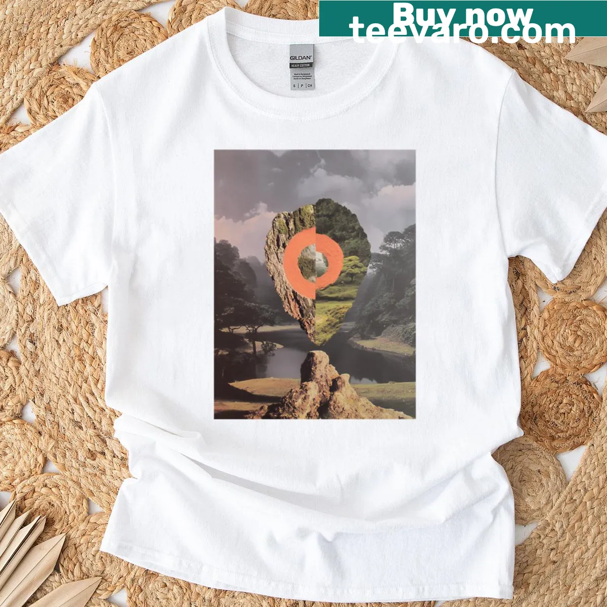Typographic design exploring balance and center on a T-shirt — on a men's t-shirt