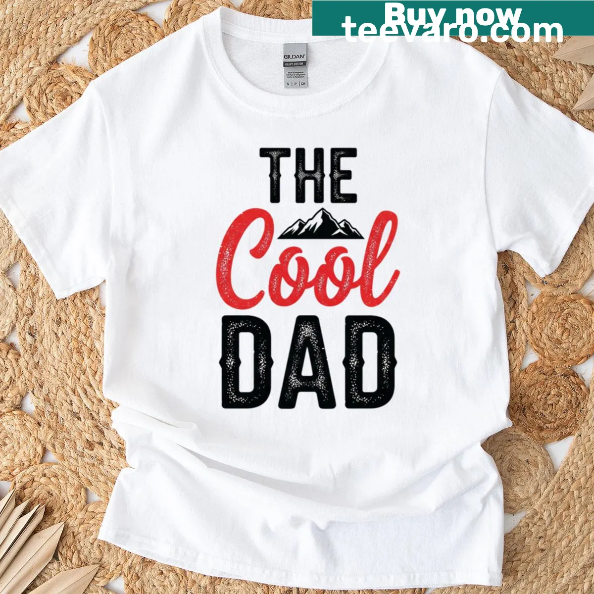 Retro mountain-themed T-shirt for Cool Dads — on a men's t-shirt