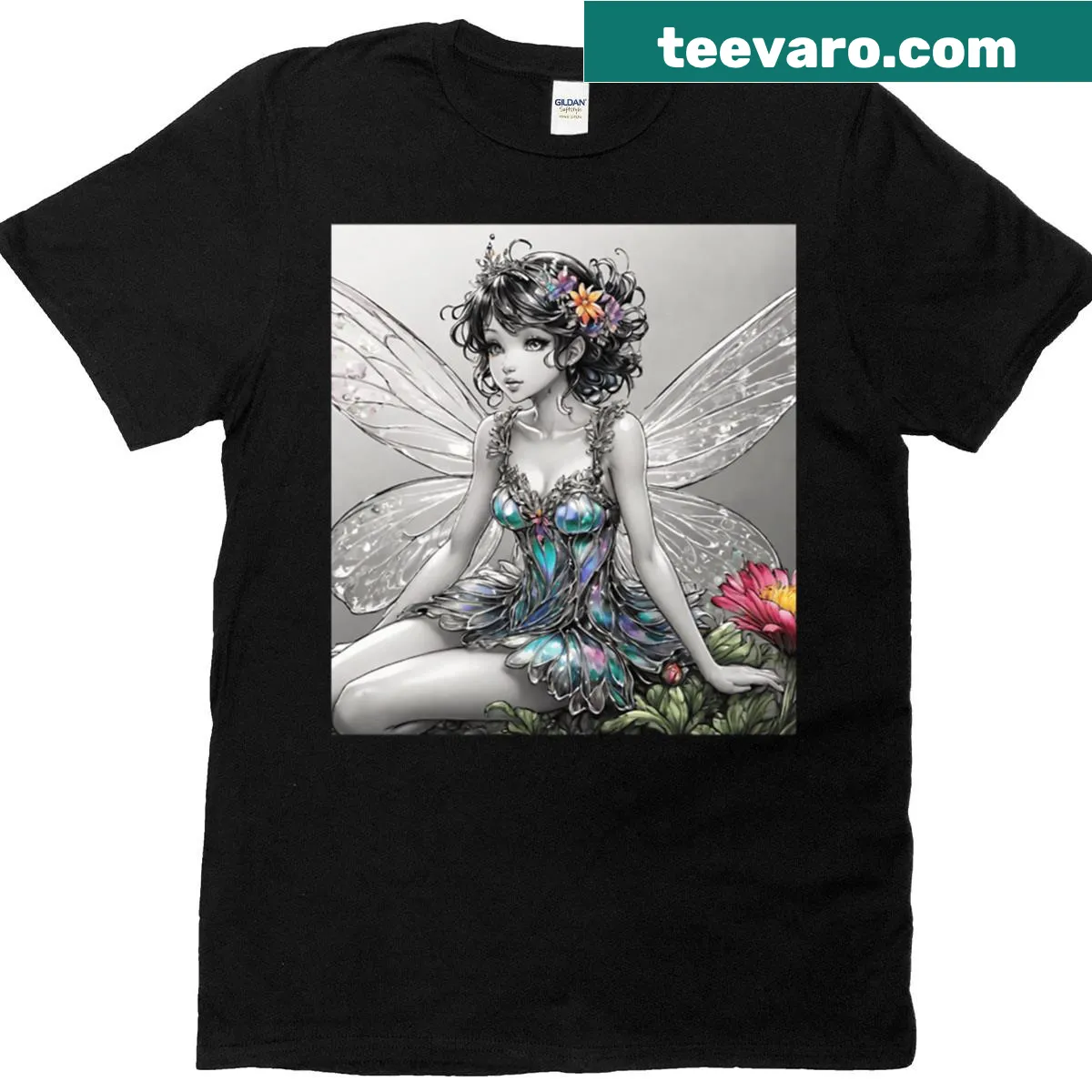 Whimsical glass fairy illustration t-shirt — on a men's t-shirt
