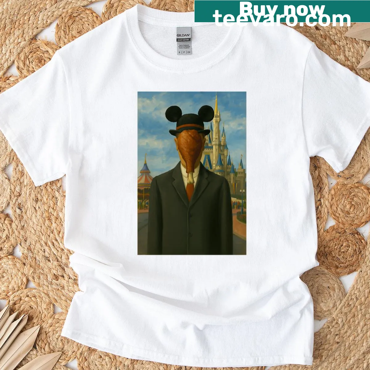 Whimsical turkey leg illustration on a T-shirt — on a men's t-shirt