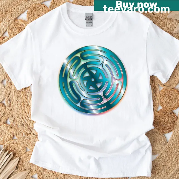 Typographic amulet design on a T-shirt