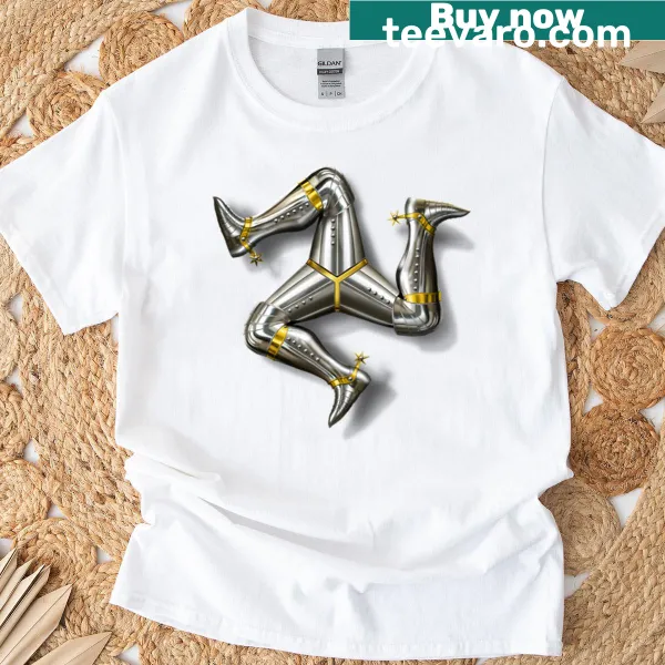 T-shirt featuring the Triskelion symbol with three armored legs