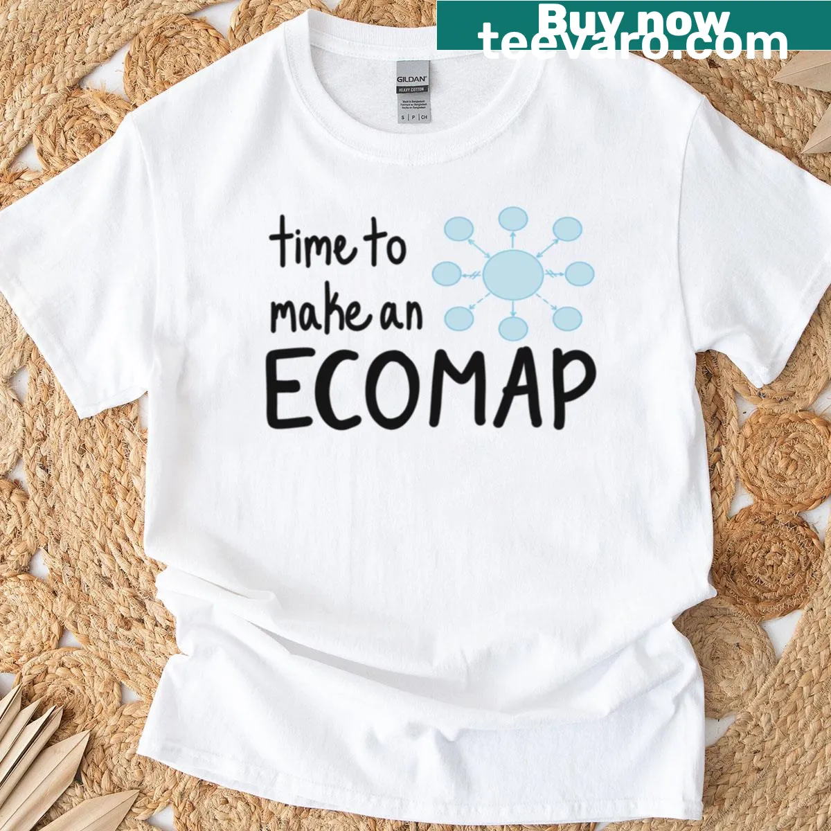 T-shirt with the phrase 'Time To Make An Ecomap' in bold typography — on a men's t-shirt