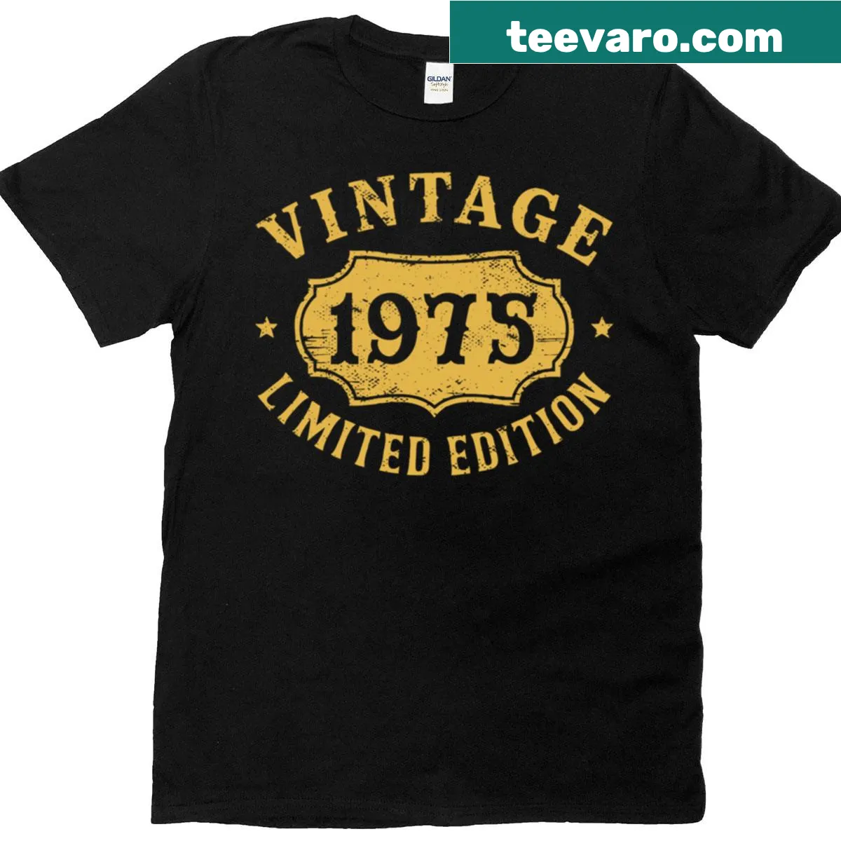 Vintage 1975 50th Birthday graphic t-shirt — on a men's t-shirt