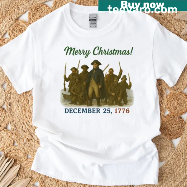 Vintage t-shirt depicting Washington's Christmas night crossing in 1776
